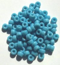 100 4x6mm Crow Beads Opaque Light Blue